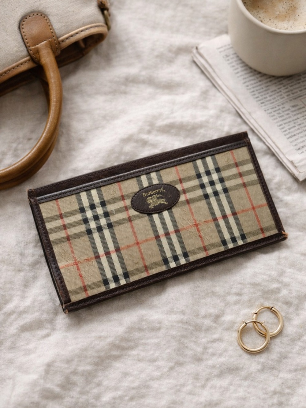 Vintage Burberrys Nova Check Wallet Canvas Leather Classic Slim Bifold
